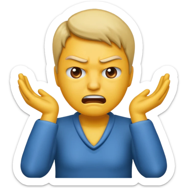 I want an emoji of a person with two hands around their neck and making like an angry face sticker