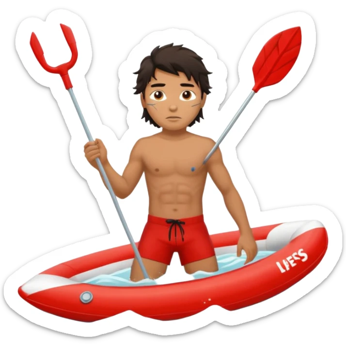 Lifeguard Native American Teenager with messy hair rescuing someone sticker