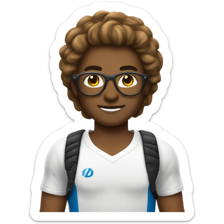un sportif aux cheveux bruns courts et aux lunettes dorées sticker