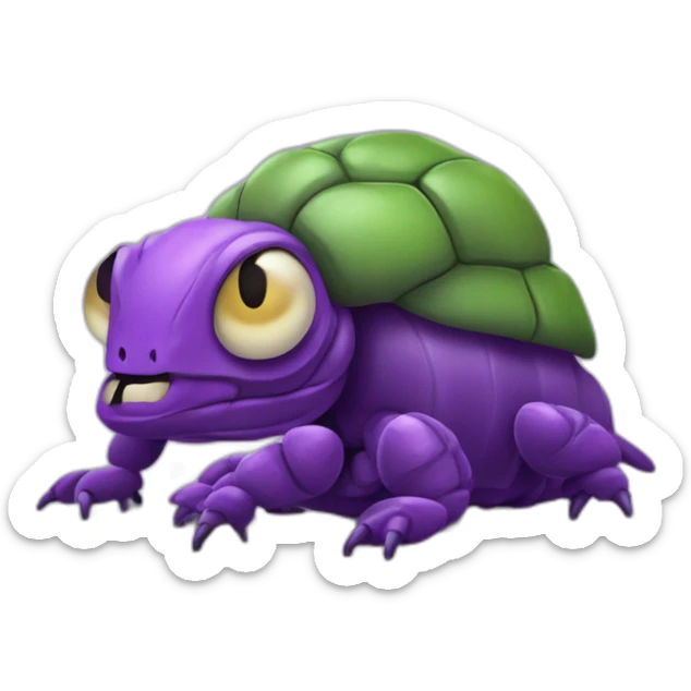Un scarabé qui est dans un serpent qui est sur un chien violet sticker
