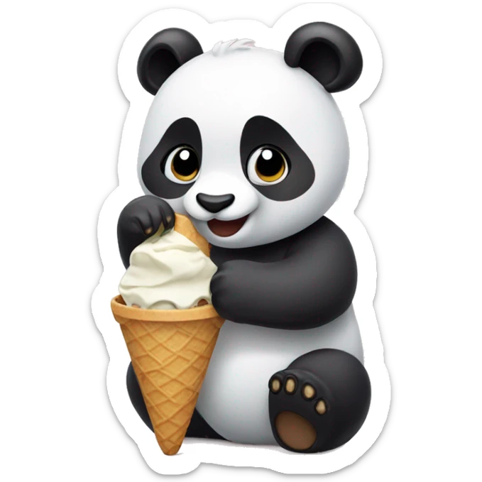 Panda eating ice cream sticker