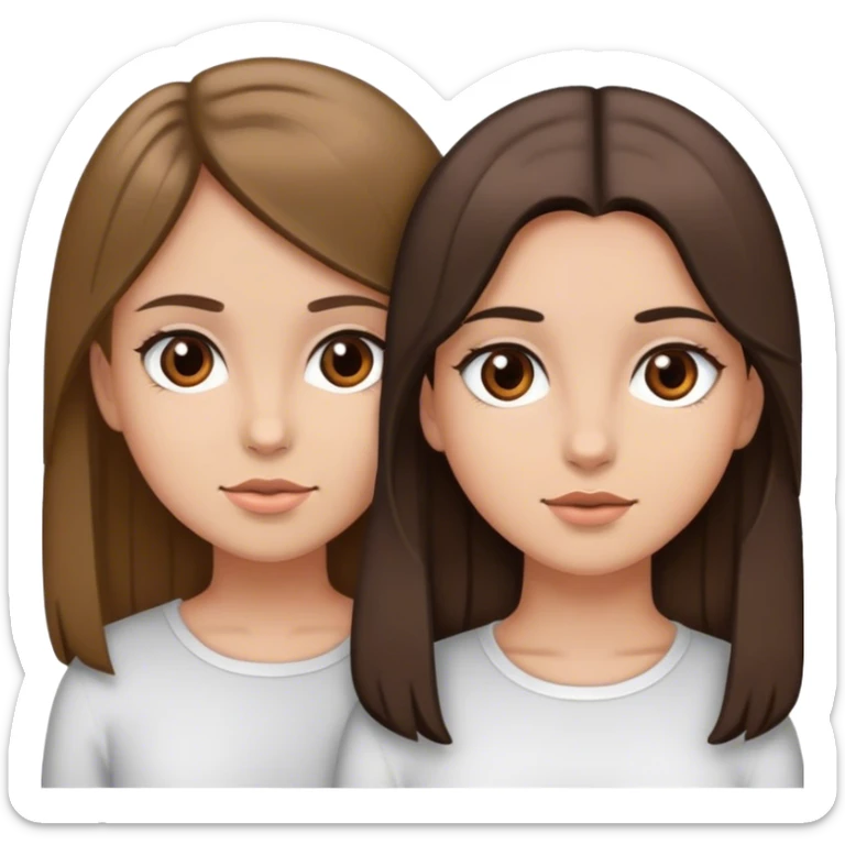  girl with dark blonde hair and brown eyes and a girl with dark brown hair and brown eyes  sticker