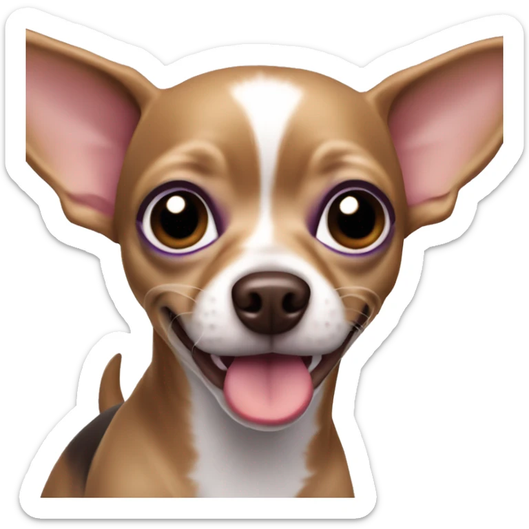 Purple Chihuahua dog with big ears, brown eyes, protruding tongue sticker