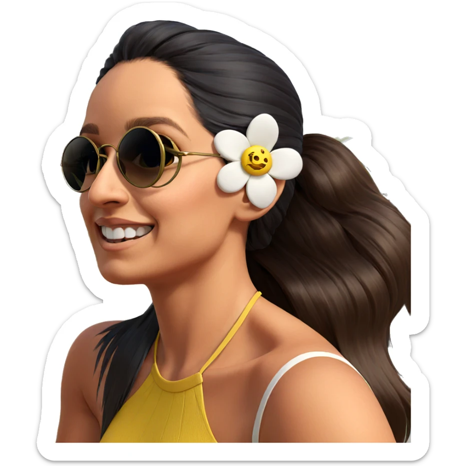 girl with flower in hair sticker