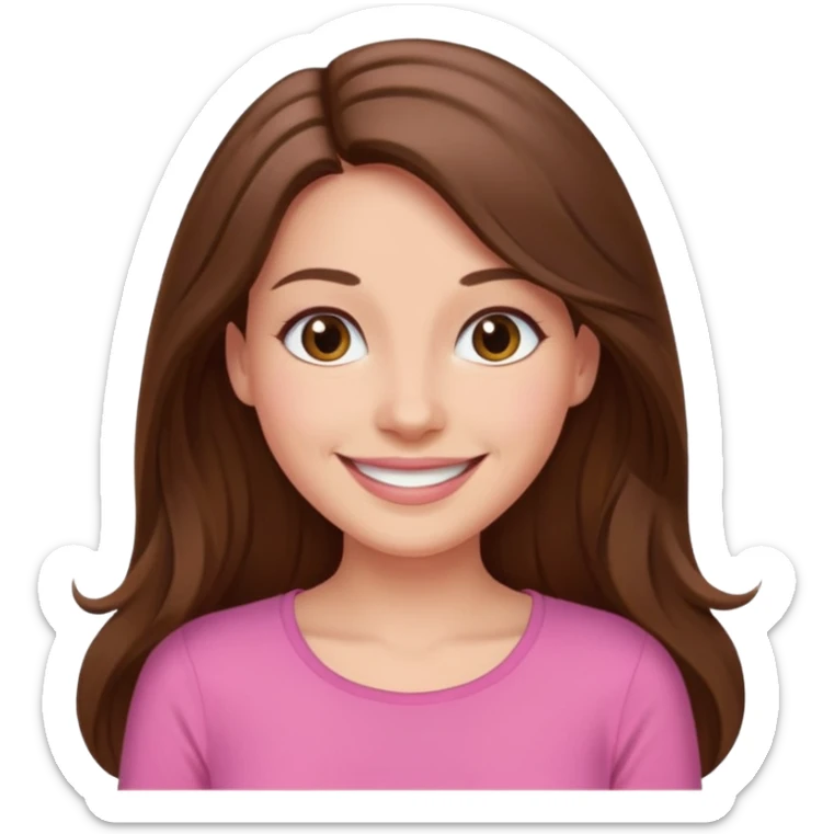 Painting women. smilling   Long hair,  lunette peinture top pink sticker