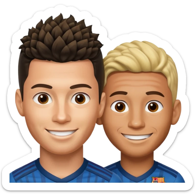 Prime noodle hair ronaldo and prime 2012 messi Smiling in one Photo and make it realistic  sticker