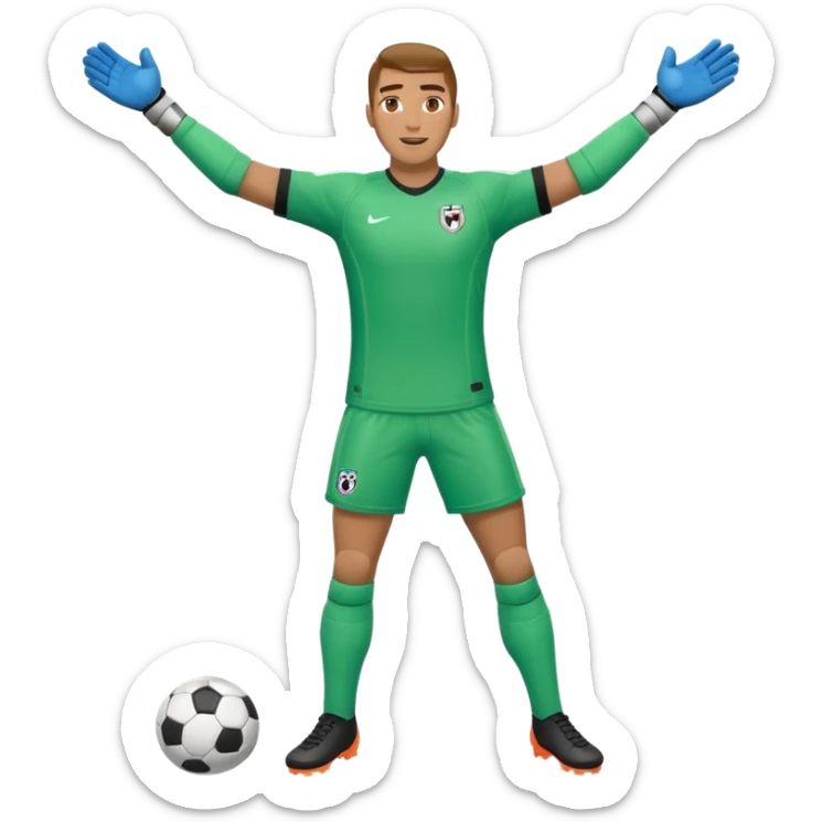 soccer goalkeeper full body and football boots arms out sticker