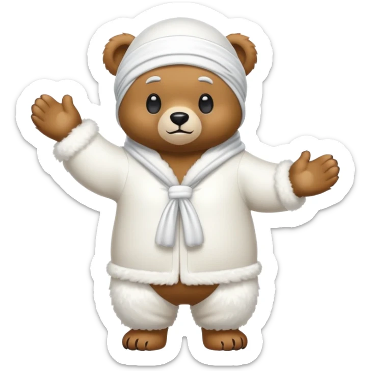 Full-length cartoon bear with white durag, standing on two legs, emoji style sticker