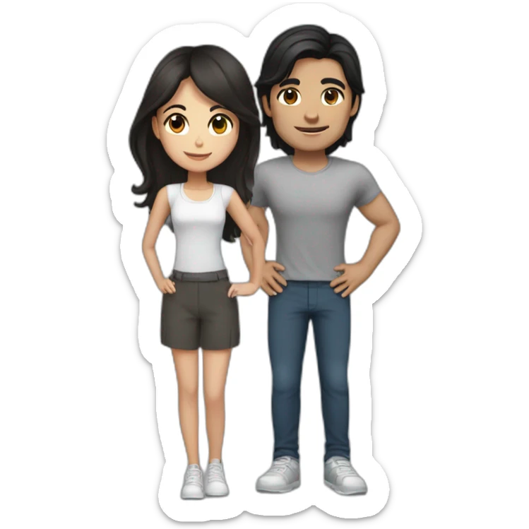 Brunette fit boyfriend with clases and black hair and brunette girl sticker