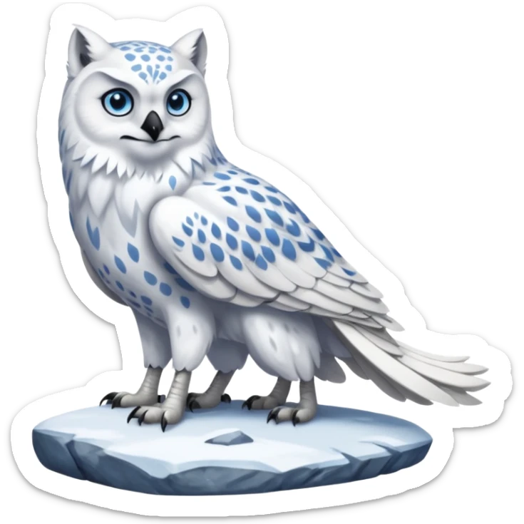 Long-beaked Gryphon-Snow-Leopard-Arctic-Fox-Arctic-Wolf-Snowy-Owl-fusion-hybrid-animal-creature, full body sticker