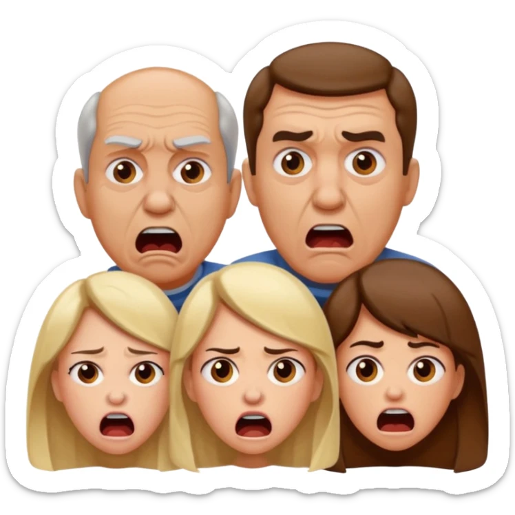 HAZ UNA FAMILIA GRITANDO, MI NOVIA, MI OPAPA. MI MAMA Y YO. CARA DE GRITOS FUERTEES. QUE SE NOITE QUE GRITAN MOLKESTOS sticker