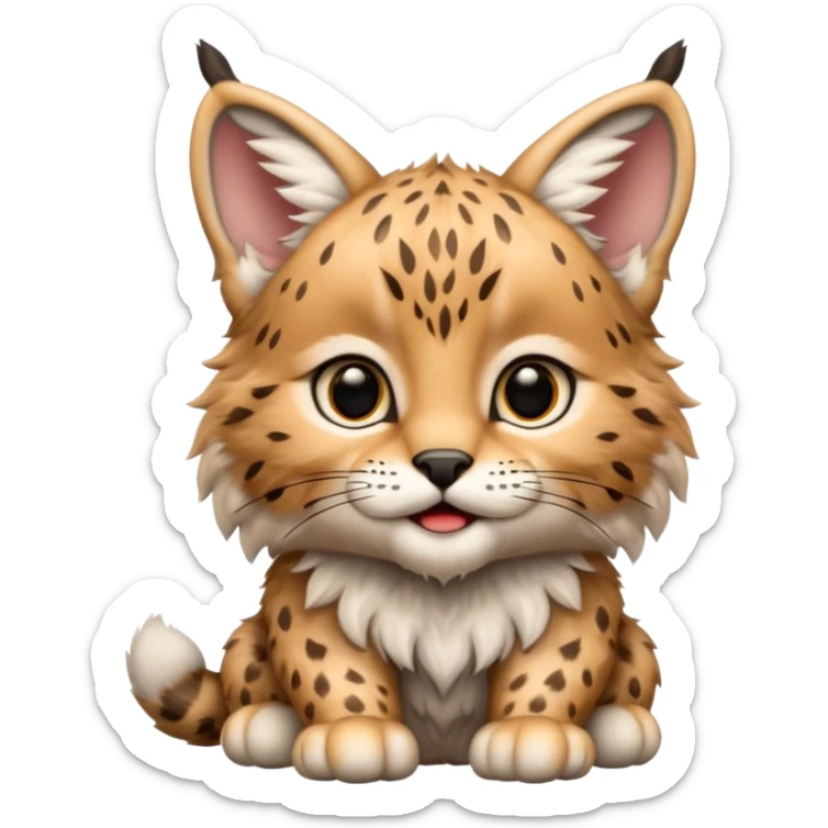 A high-resolution photo-realistic digital illustration of a baby lynx, chest upward A high-resolution, photo-realistic digital illustration of a majestic young Eurasian lynx, shown from the shoulder upwards with lynx markings, zoomed out showing half body  sticker