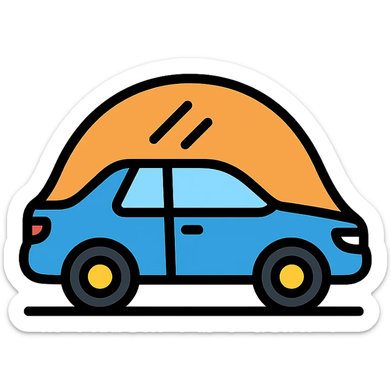 elegant and modern icon of a car covered with a transparent protective film, clean lines and subtle details sticker