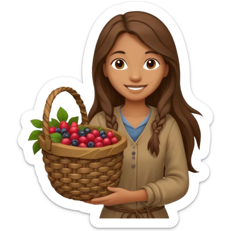A gatherer woman carrying a woven basket of roots and berries.


















 sticker
