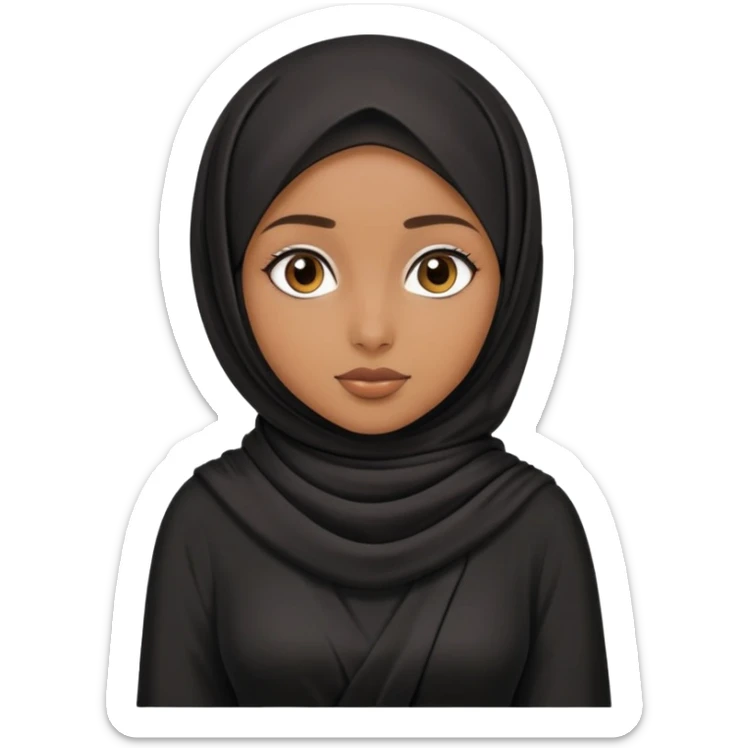 a brown hijabi girl wearing a black silk maxi dress sticker