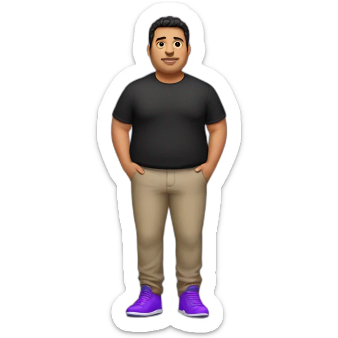 Fat latino Guy with red pants and purple shoes and black shirt sticker