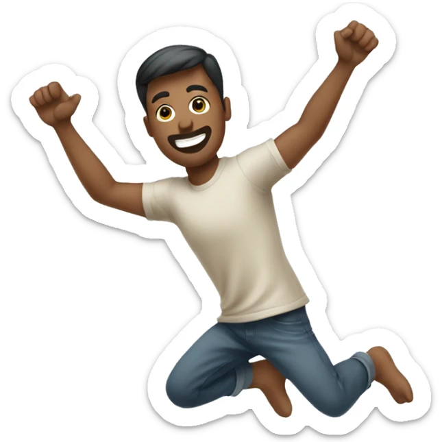 an illustration of a man doing cartwheel wearing a neutral-colored t-shirt sticker