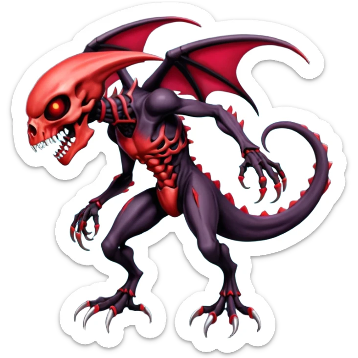 Shiny Futuristic Badass Demonic Spectral Dusky Spooky Skull-faced Cool Hot Stylish Handsome Alien-Salandit-Venom-Darkrai-Genesect-Fakémon-fusion (full body) sticker