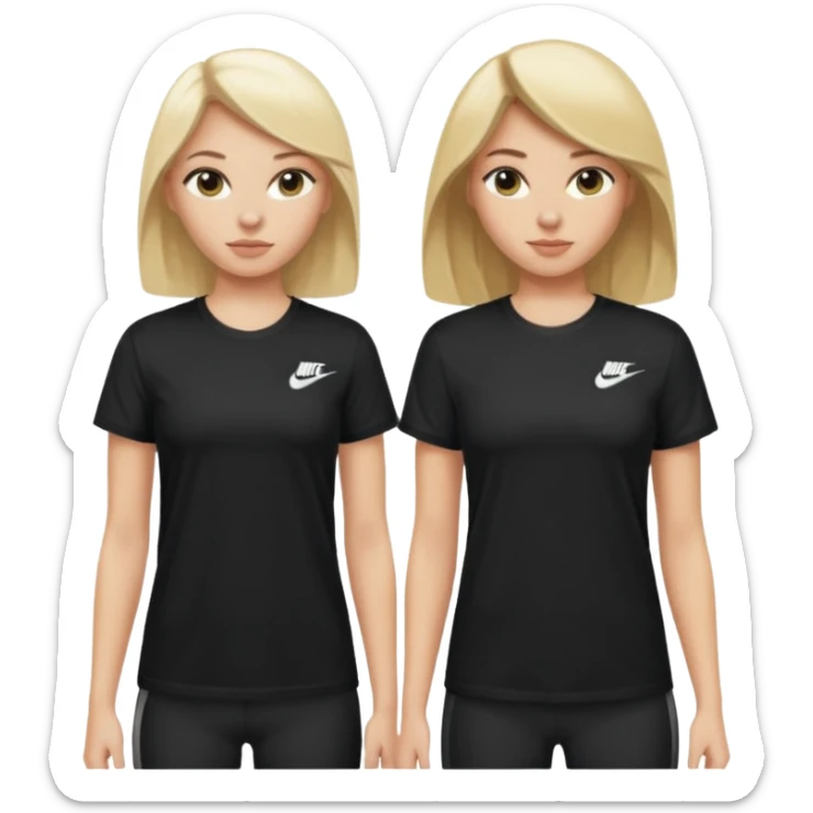 Deux filles une blonde et une brune les deux avec un t-shirt Nike noir sticker