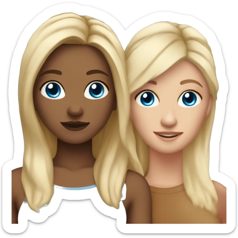 Two lesbians one with blonde hair and blue eyes the other with brown hair and hazel eyes  sticker