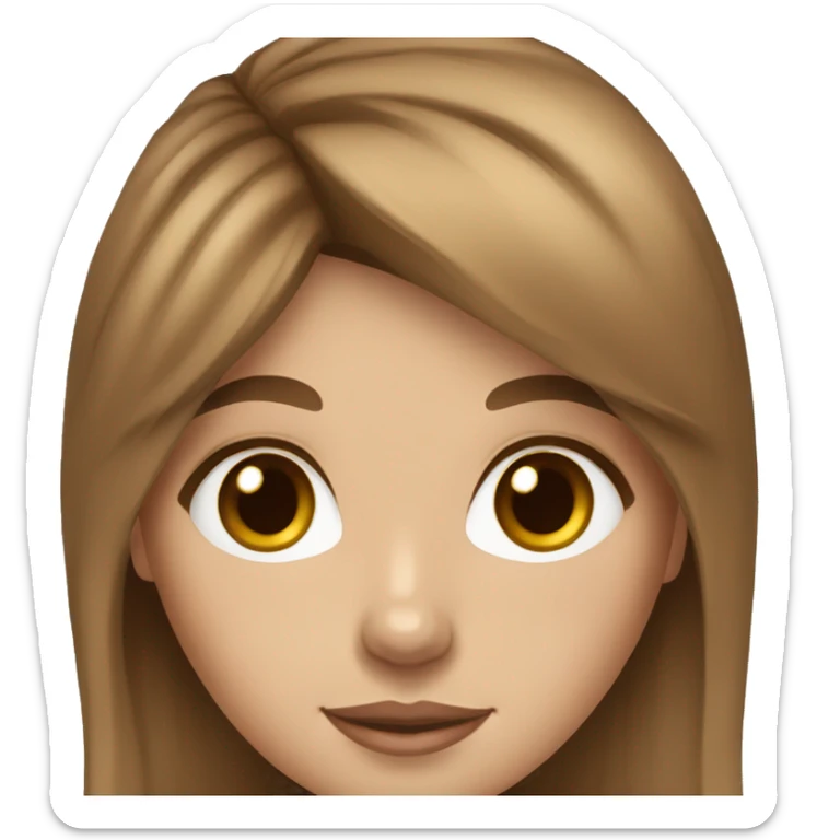 white skin girl with brown hair and brown eyes with a yorkie sticker