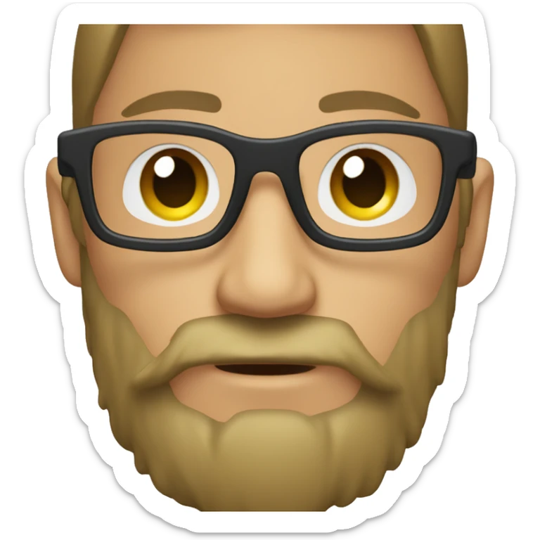 I want a picture of a boy with glasses and an iPhone emoji style beard
 sticker