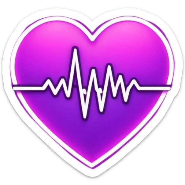 heart pules tech with the pules symbol in the middle, make the hart dark purple sticker