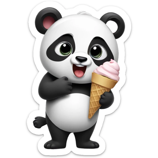 Panda eating ice cream sticker