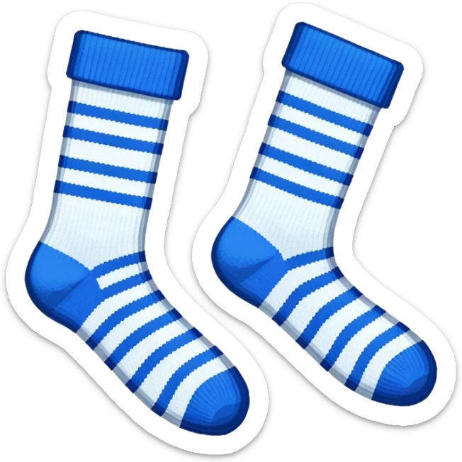 A pair of socks emoji, drawn with an 8-bit pixelated look, similar to early video game sprites. sticker