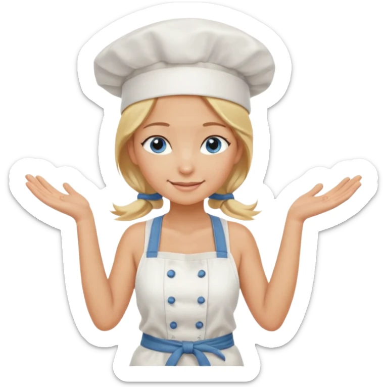 Sexy Full body  pretty
Long Blonde hair blue eyed female chef wearing white tank top, denim shorts and chef hat with arms folded sticker