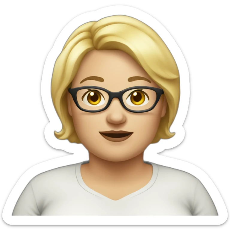Woman very fat, blonde, short hair, with glasses, with a small noise, 55 years old sticker