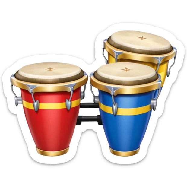 Colombian salsa music instruments - congas, trumpet, and timbales with Colombian flag colors sticker