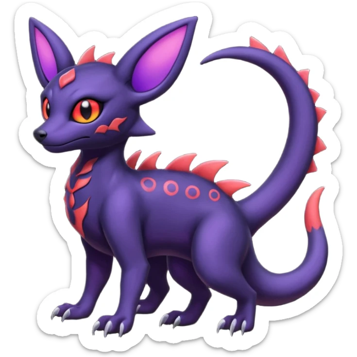  Spooky Gothic Salandit-Umbreon-Litten-Noibat-Fakémon-hybrid-creature (full body)  sticker