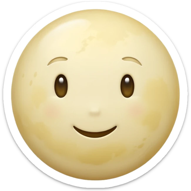 Venus planet emoji, pale yellowish-white sphere, dense foggy atmosphere, smooth and featureless, simple and round sticker