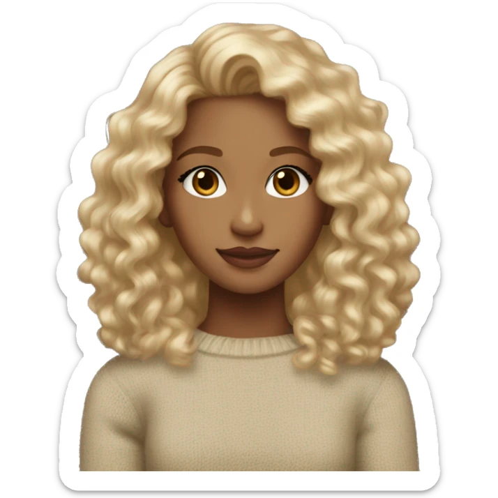 girl with blonde curly hair, brown eyes wearing a ralph lauren jumper sticker