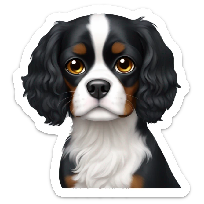 Black Cavalier king but has a white stripe on chest and a bit of white on chin sticker