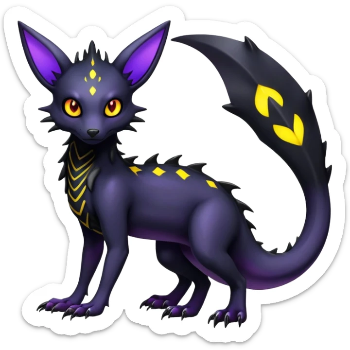 Gothic Colorful Salandit-Umbreon-Fakémon-hybrid-creature (full body)  sticker