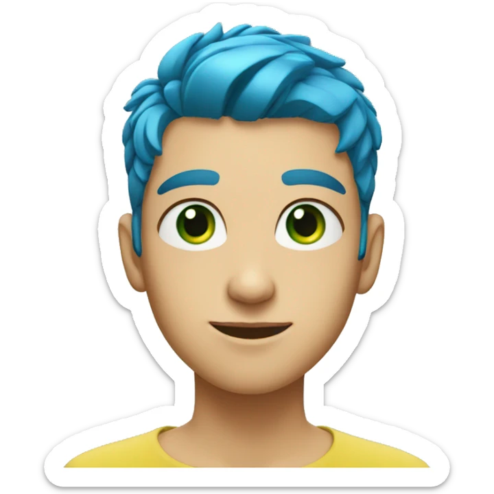 A teenager of blue hair and green eyes sticker