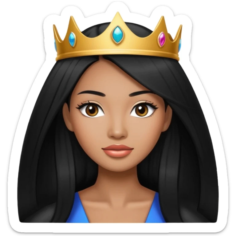 Miss universe south east Asian black with very long straight black hair sticker