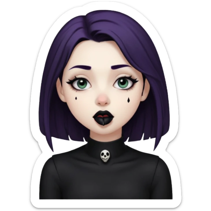 Goth girl with her eyes rolled up and towards her nose and her tongue sticking out doing uwu face sticker