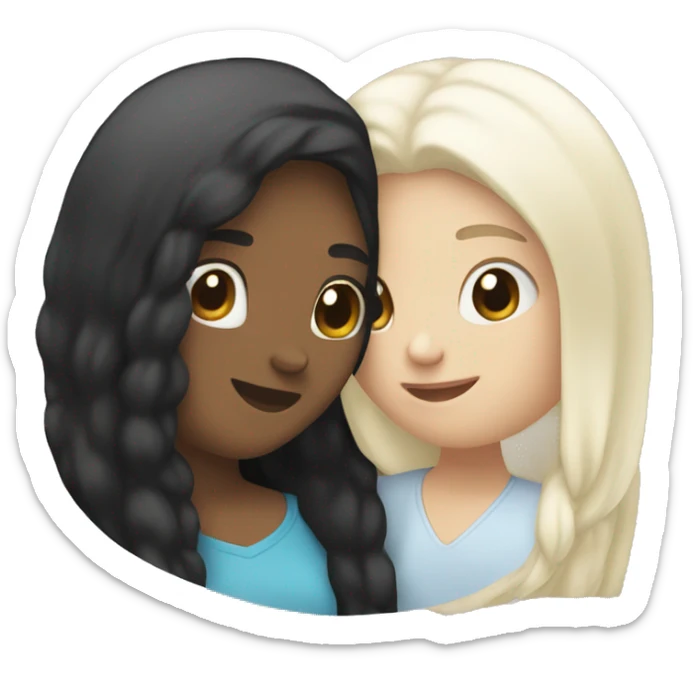 Lesbians kiss. They have long black hair and white skin color. sticker