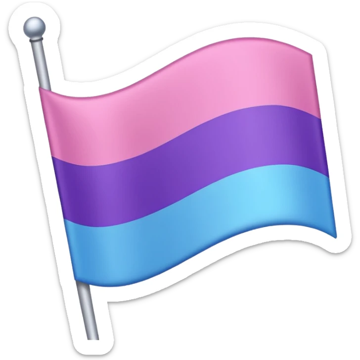 I want a flag, I want the first stripe at the very top of the flag to be pink 🩷. The middle stripe will be the color purple 💜. And finally the bottom stripe will be the color blue 💙. Only those three colors in that exact order. sticker