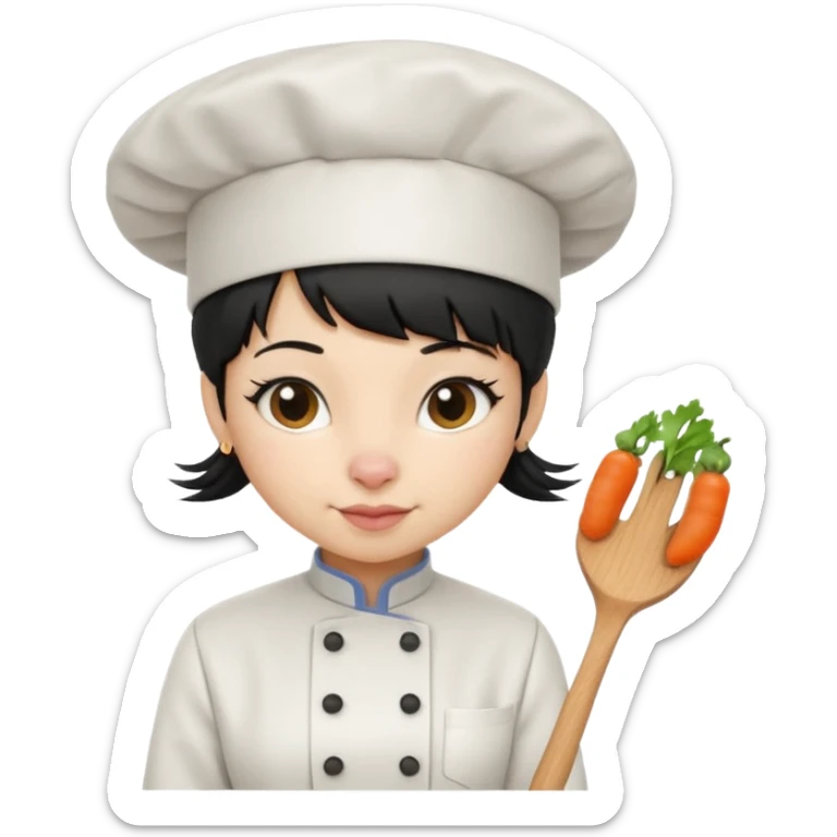 A rat that looks like a female with a fringe and chefs hat black hair sticker