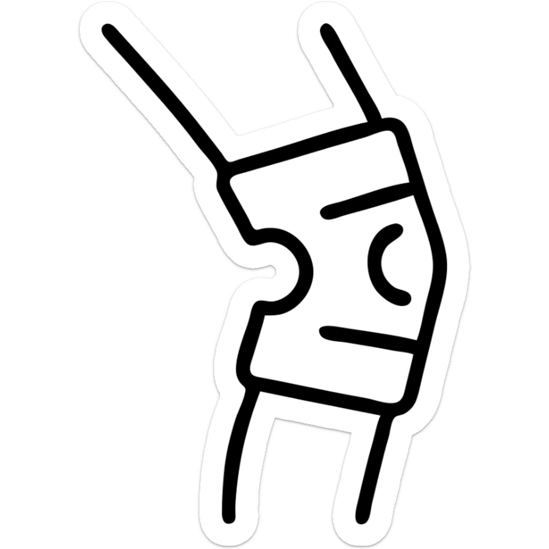 outlined icon of a knee with a knee brace sticker