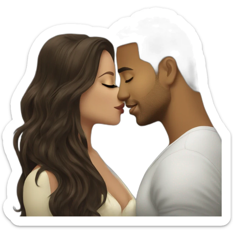 kiss-kiss romeo santos and girl green eyes and very long dark blond hair sticker