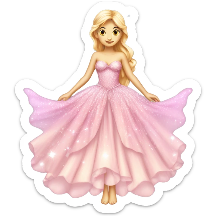 light pink fairy princess sparkly dress isolated dress sticker