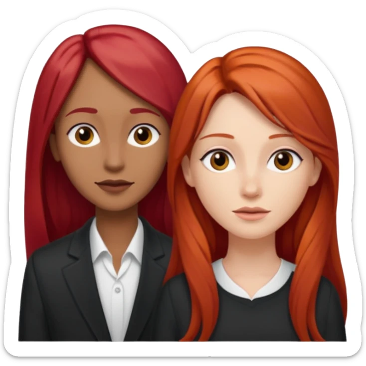 Mujer flaca con cabello largo color rojo color de piel blanca, hombre de color medio moreno con cabello color negro, flaco sticker