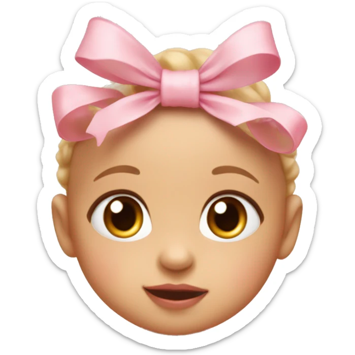 baby leaped with light pink bow on head by the ear and cute big eyes sticker