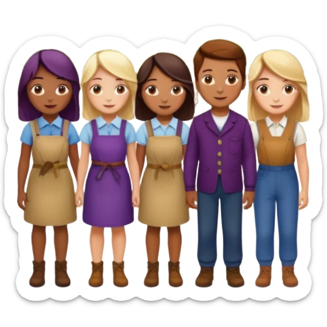 Make a photo of 5 project managers, specificly 3 girls and 2 boys, that are making project for improvment of the vineyard sticker