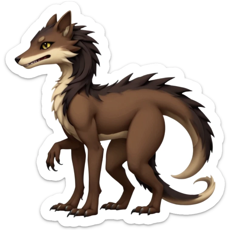 Brown and beige badass elegant wild beautiful natural cute badass epic anthro modern sergal-vernid-creature, full body, dark-brown-black-gradient pretty hair, outside, modern, aesthetic, art by LiLaiRa, art by art by Falvie sticker